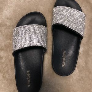 madden girl sparkly crystal diamond slides